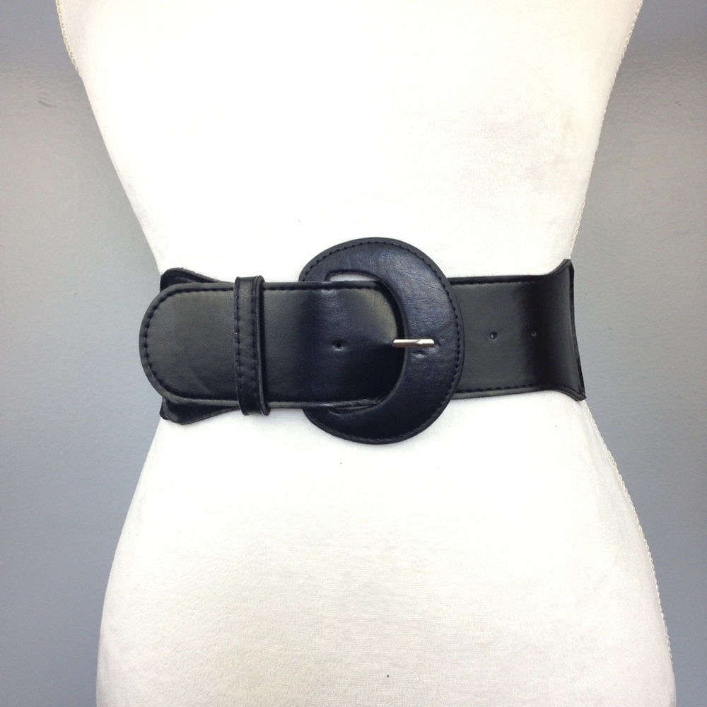 Women's Black Wide Elastic Stretch High Waist Belt